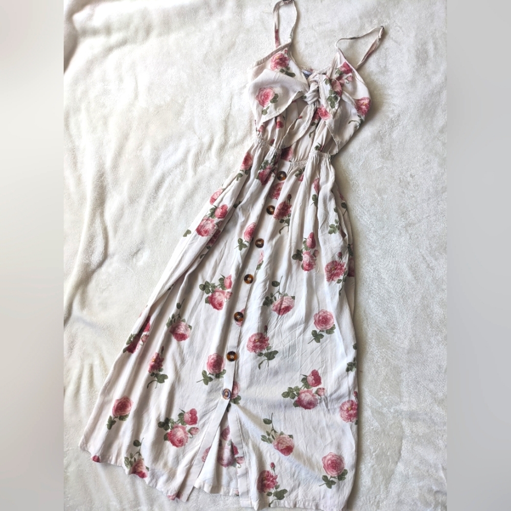 Creme Floral Midi Dress